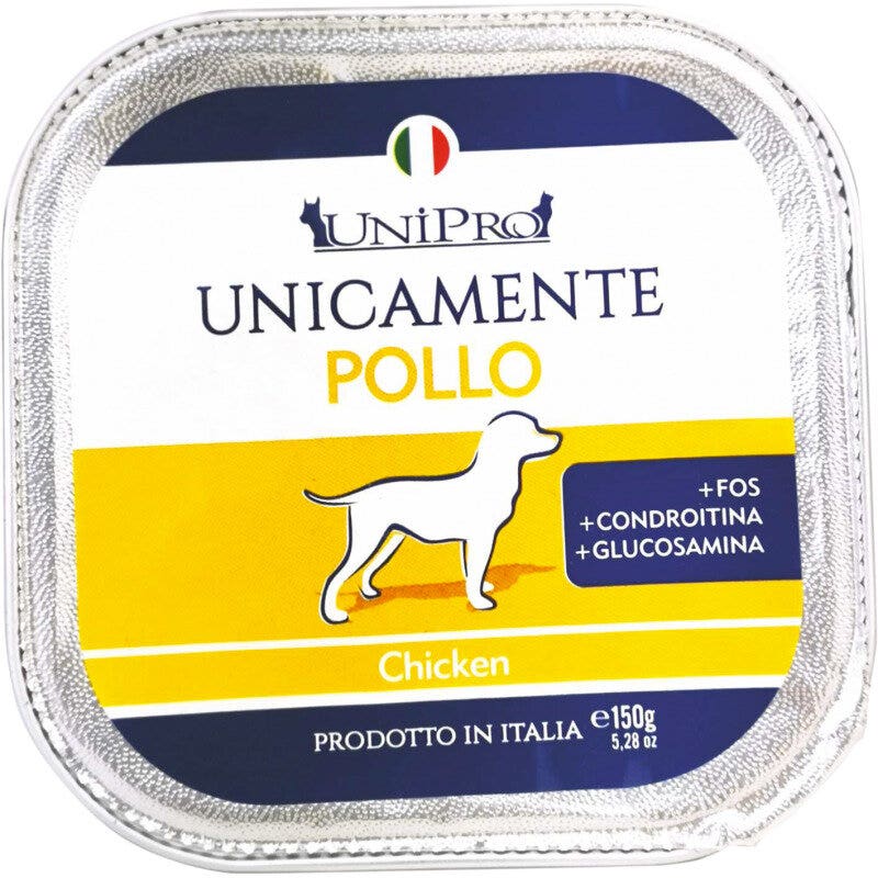 Unipro Uniquement Poulet Nourriture humide pour chiens adultes Barquette 150 g