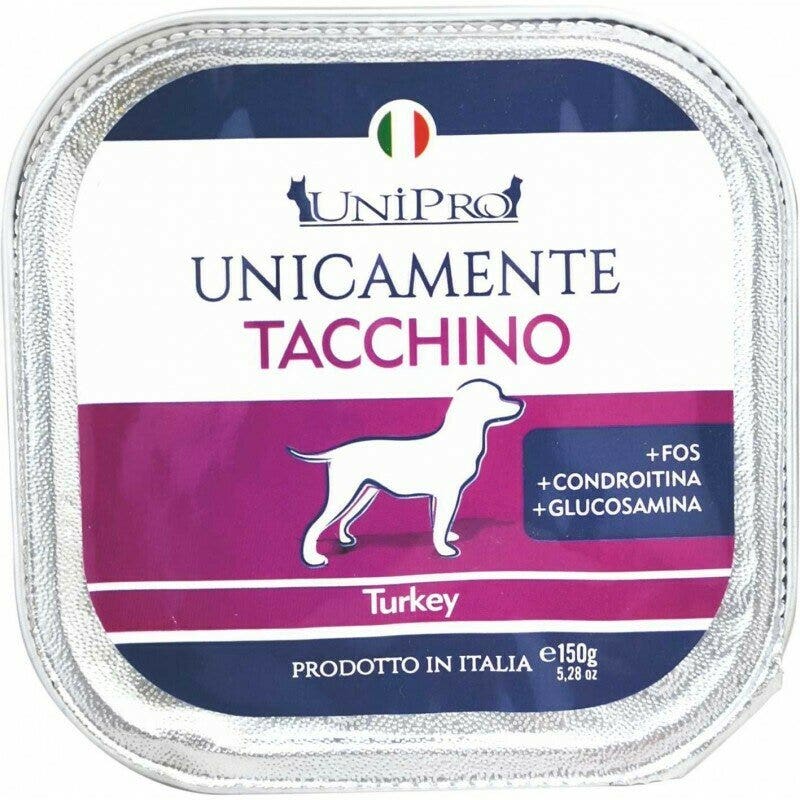 Unipro Uniquement Dinde Nourriture humide pour chiens adultes Barquette 150 g