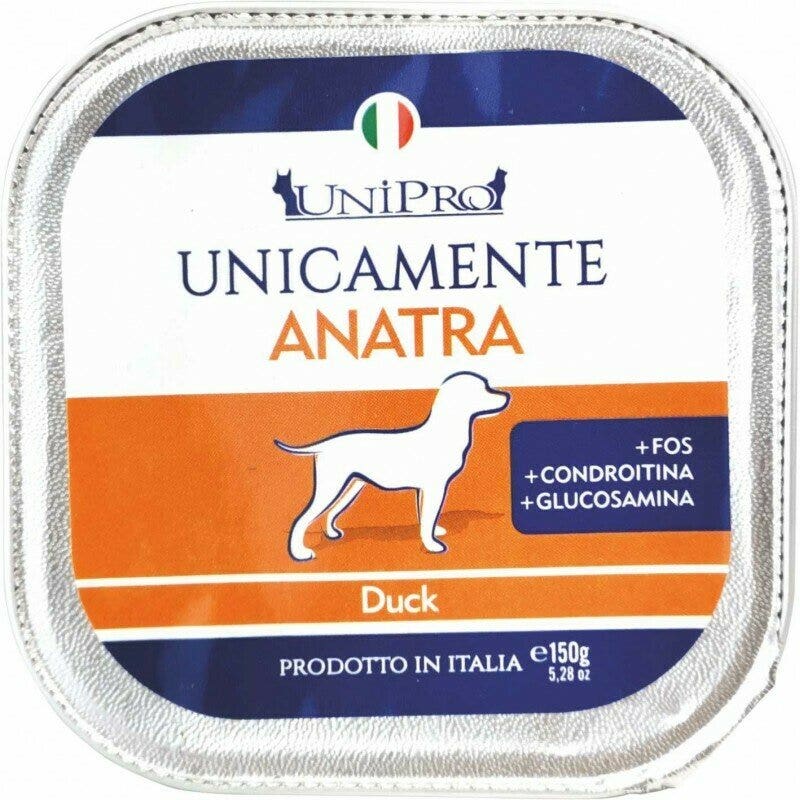 Unipro Unicamente Canard Nourriture humide pour chiens adultes Barquette 150 g