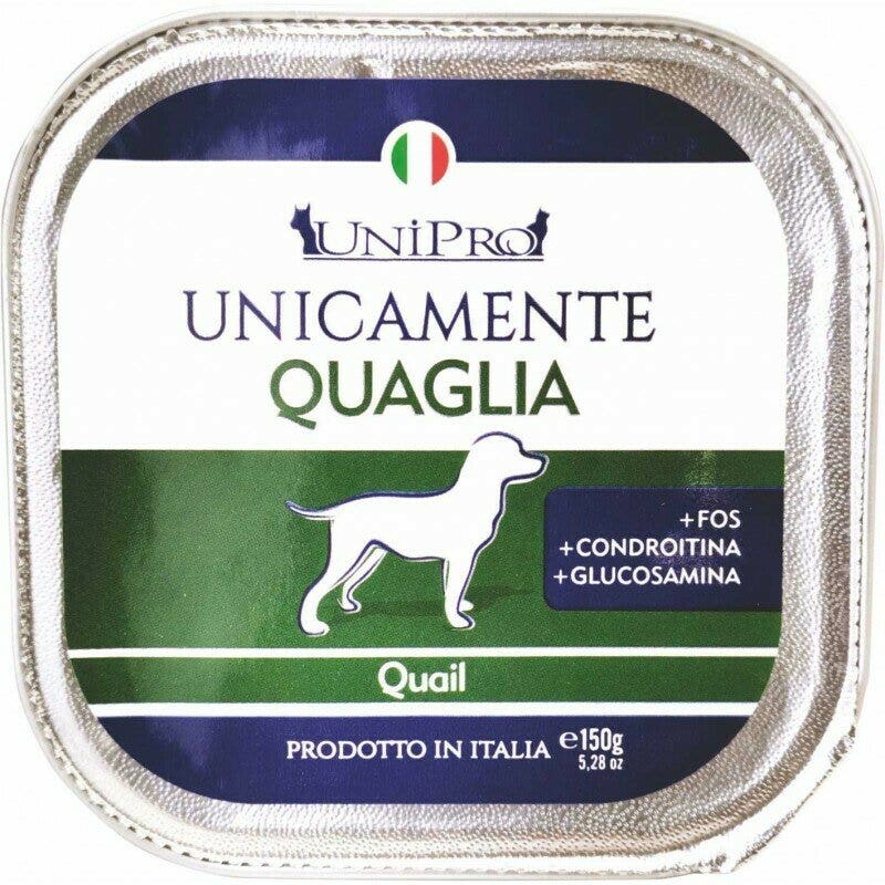 Unipro Unicamente Caille Nourriture humide pour chiens adultes Barquette 150 g