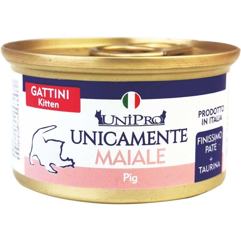 Unipro Unicamente Maiale Cibo Umido Gattini Barattolo 85g
