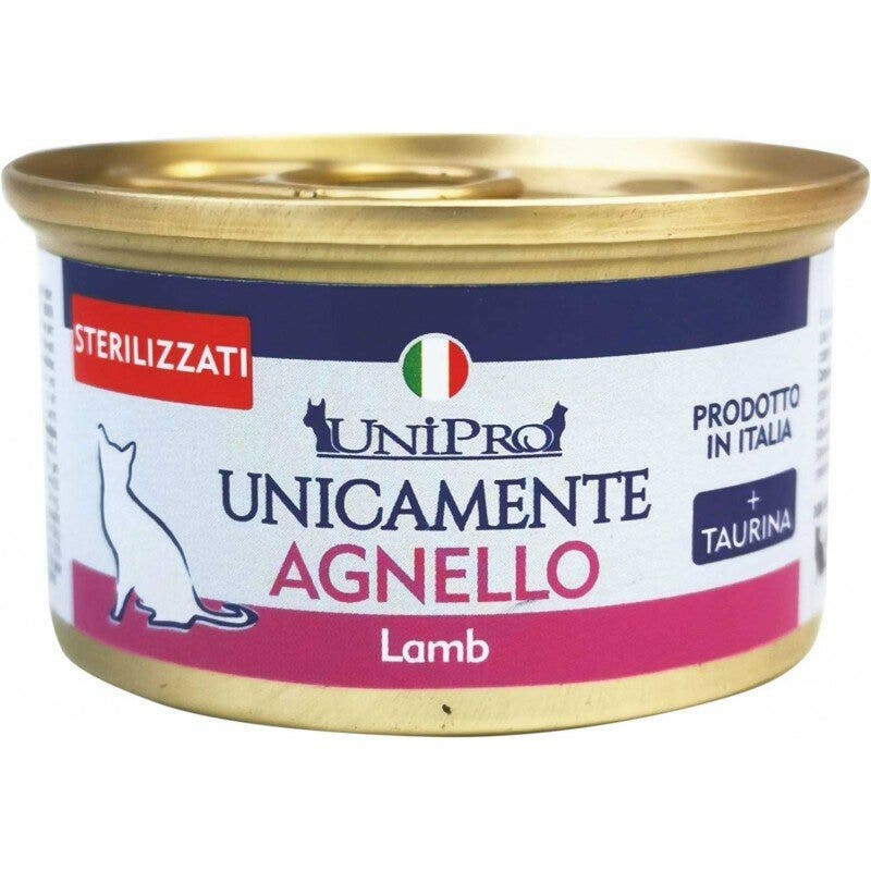 Unipro Unicamente Agnello Cibo Umido Gatti Adulti Sterilizzati Barattolo 85g