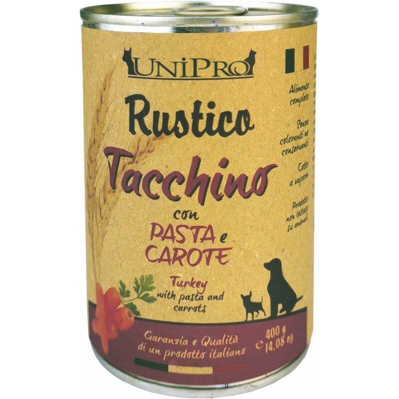 Unipro Rustico Dinde Pâtes complètes Carottes Nourriture pour chien adulte Pot 400 g