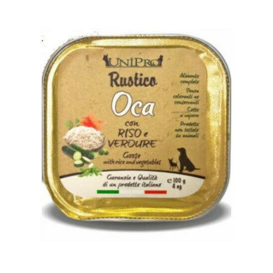 Unipro Rustico Nourriture humide à l'oie, au riz et aux légumes pour chiens, barquette de 100 g