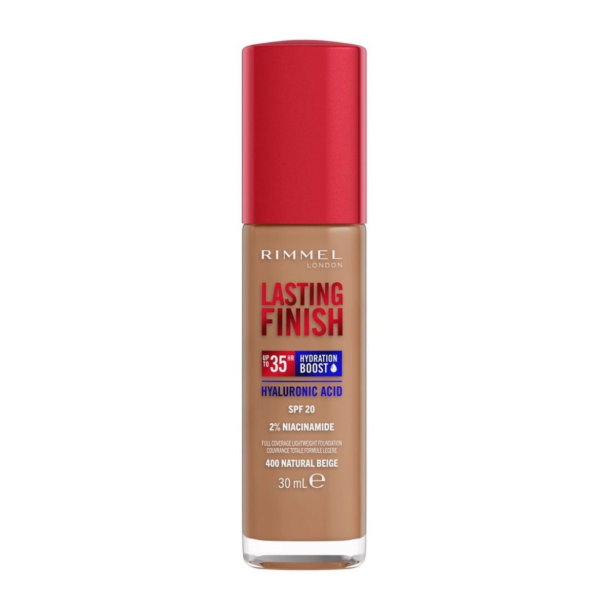 Rimmel Fond de teint Lasting Finish 35h à l'acide hyaluronique 400 Natural Beige 30 ml