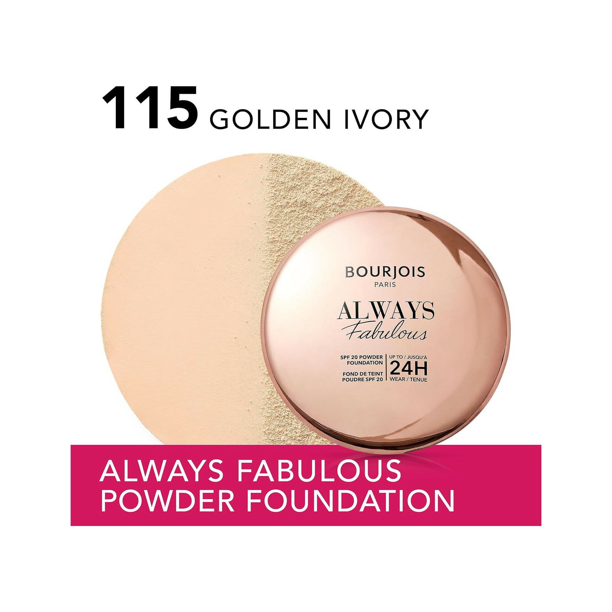 Bourjois Always Fabulous Fond de teint compact en poudre 115 Golden Ivory 7 g SPF20