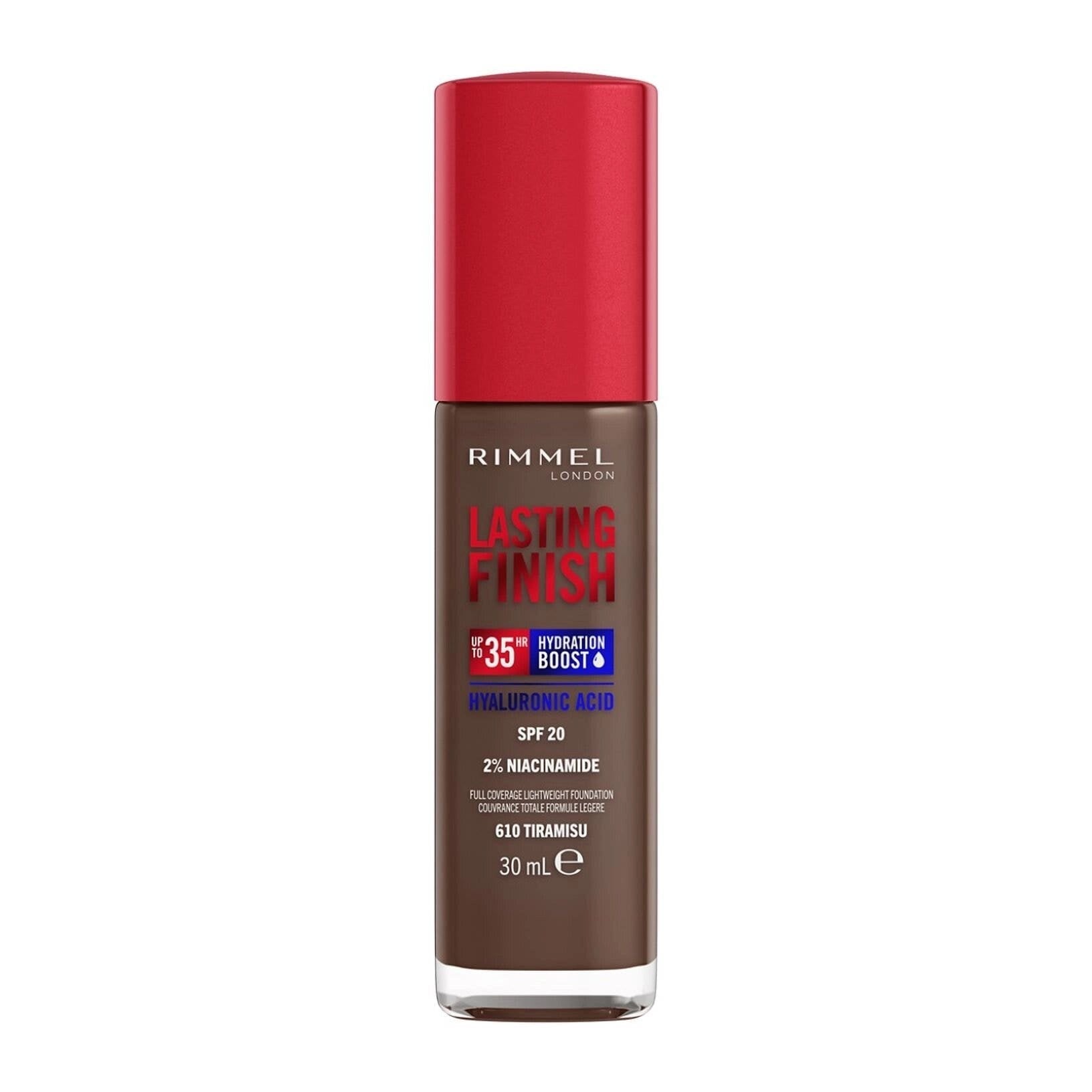 Fond de teint Rimmel Lasting Finish 35h à l'acide hyaluronique 610 Tiramisu 30 ml
