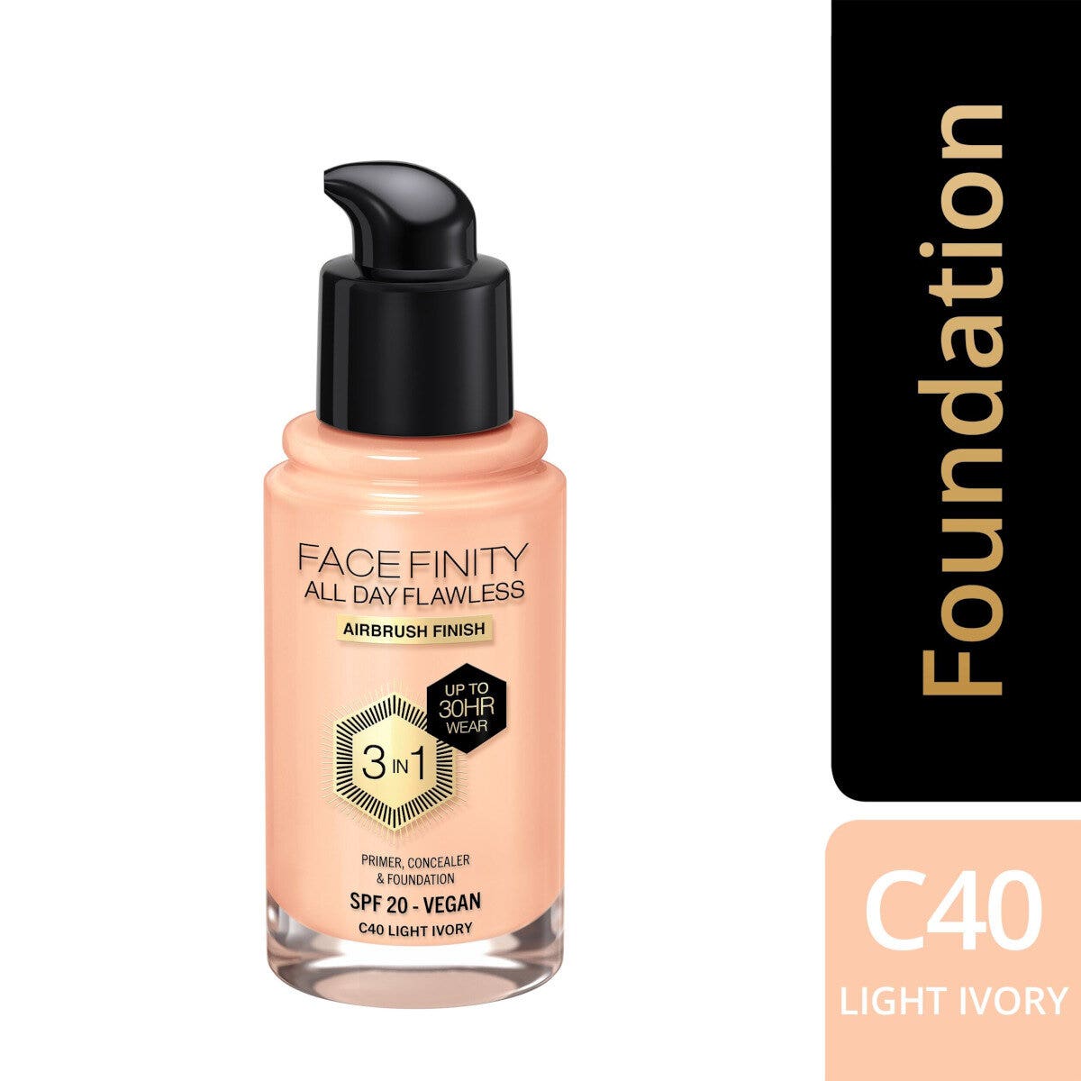 Max Factor Fond de teint Facefinity All Day Flawless 3-en-1 C40 Light Ivory 30 ml