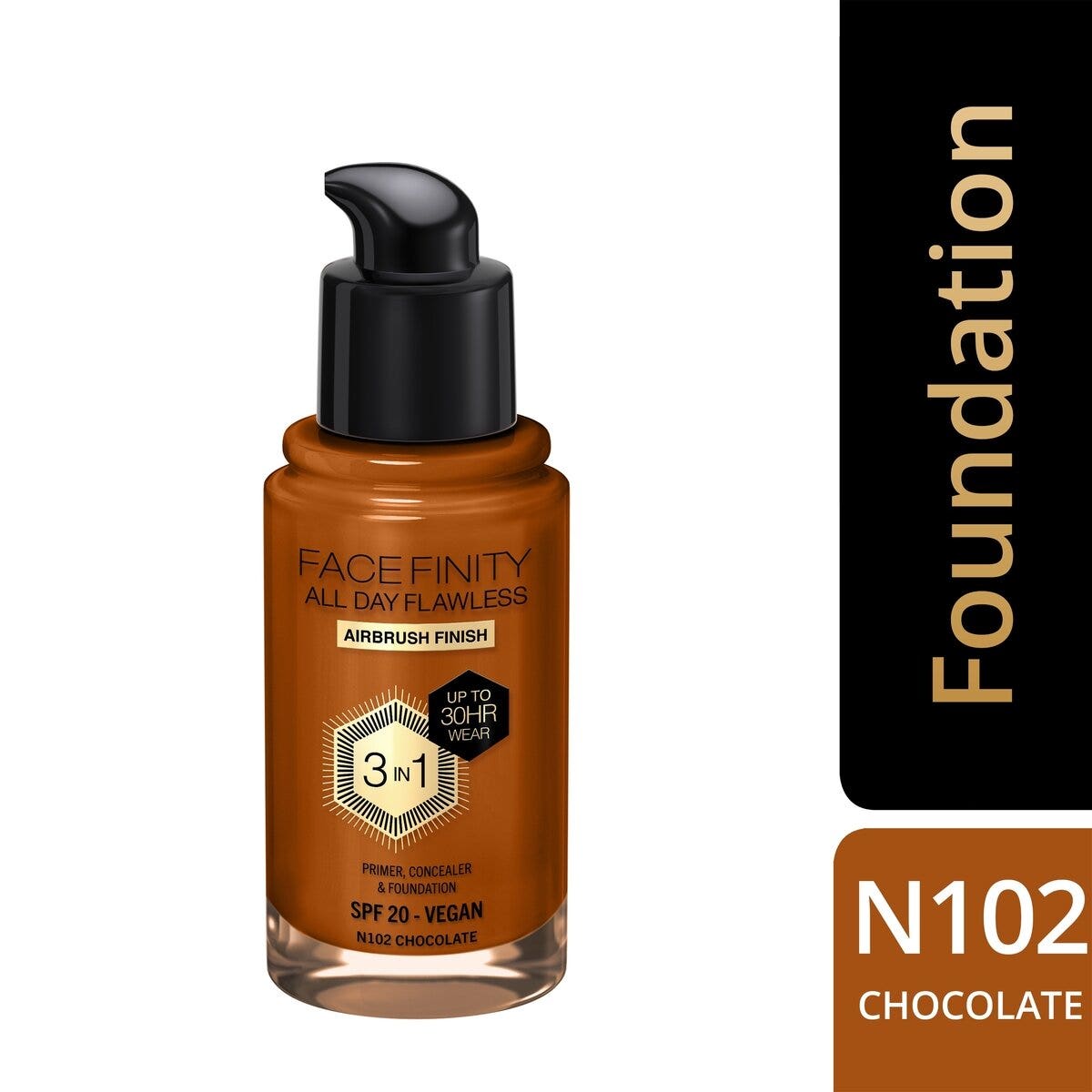 Max Factor Fond de teint Facefinity All Day Flawless 3-en-1 N102 Chocolate 30 ml