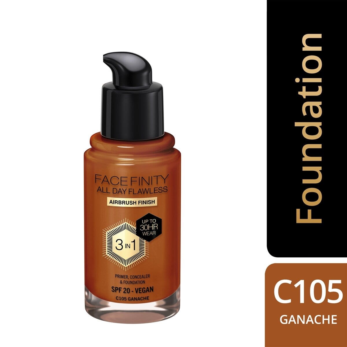 Max Factor Fondotinta Facefinity All Day Flawless 3In1 C105 Ganache 30ml