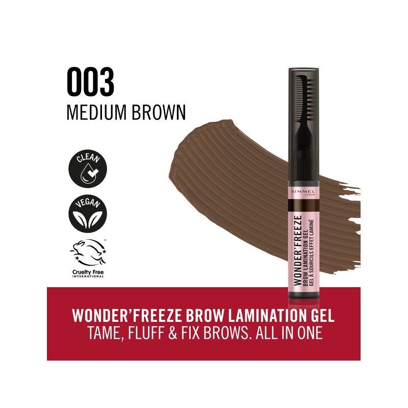 Rimmel Wonder Freeze Brow Lamination Gel Cera Sopracciglia 003 Medium Brown 6g