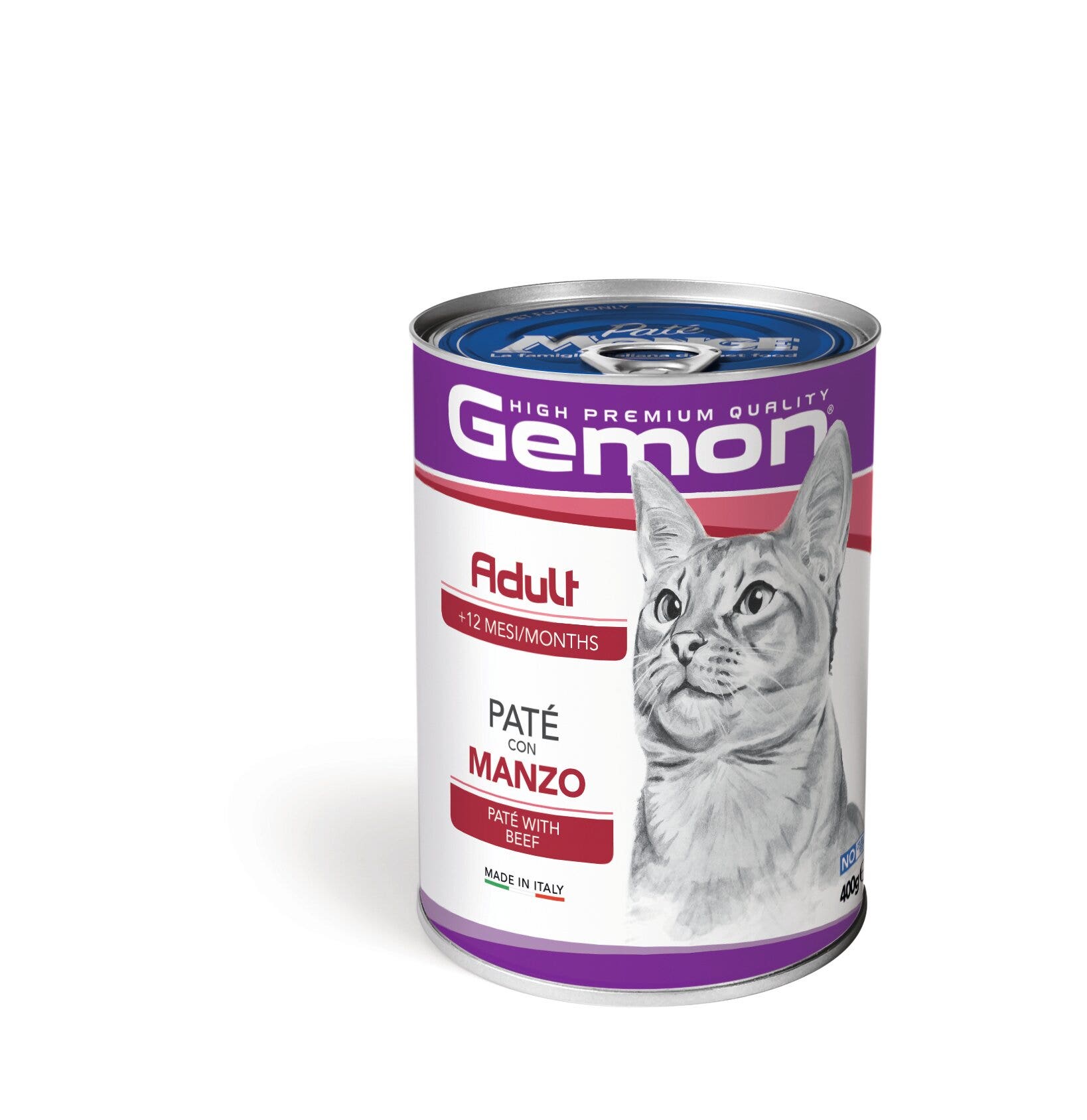 Gemon Pâté au bœuf, nourriture humide pour chats adultes, boîte de 400 g