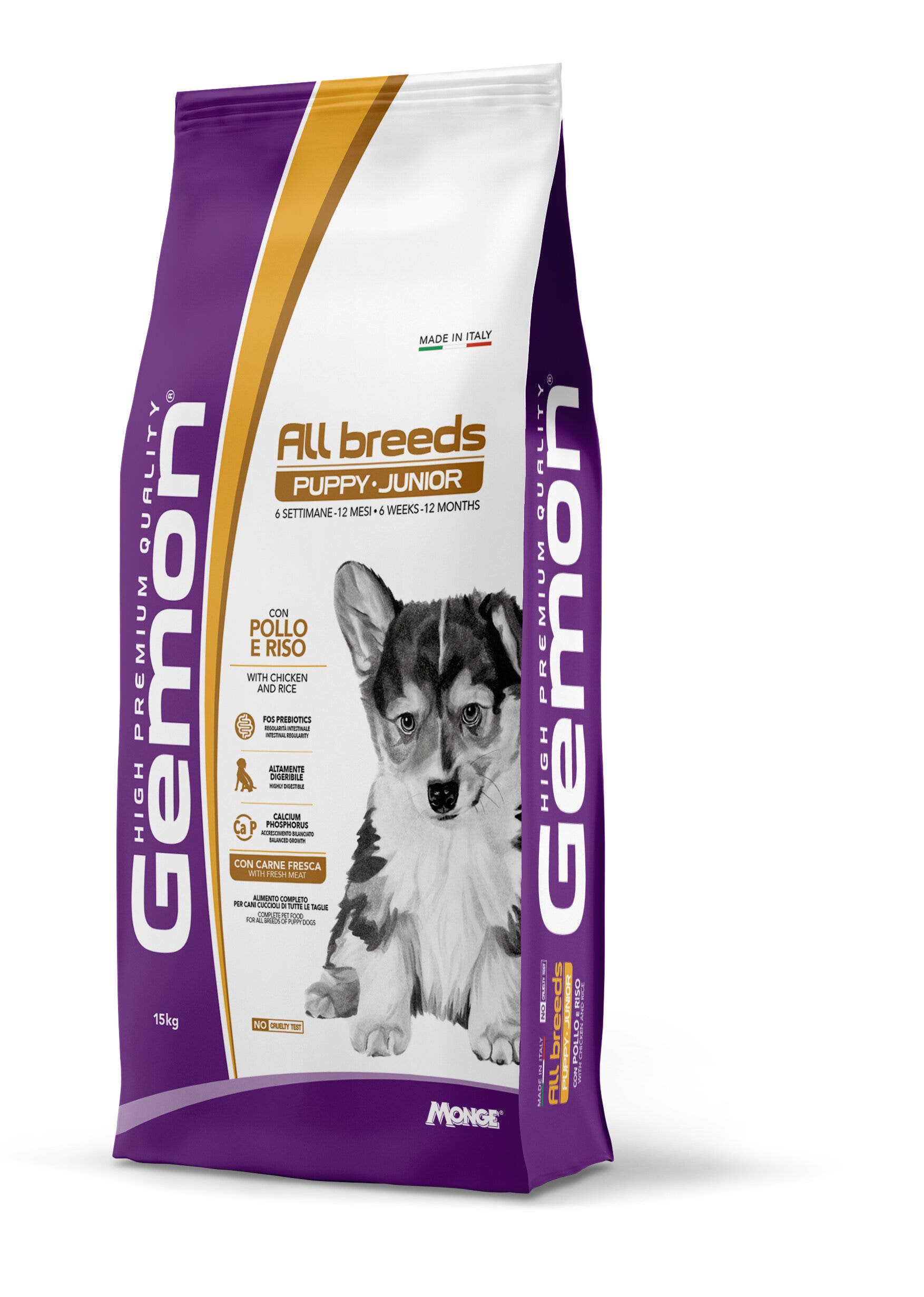 Gemon Poulet et Riz Croquettes pour Chiens Chiots Sac de 15 kg