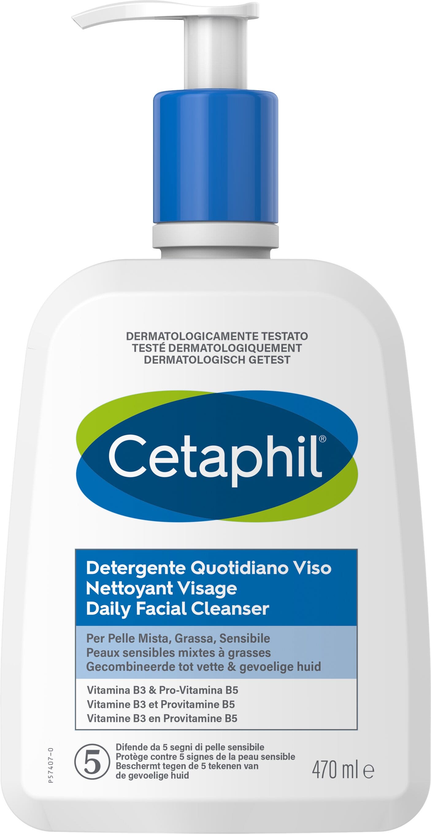 Cetaphil Nettoyant quotidien pour le visage, peaux mixtes à grasses, 470 ml
