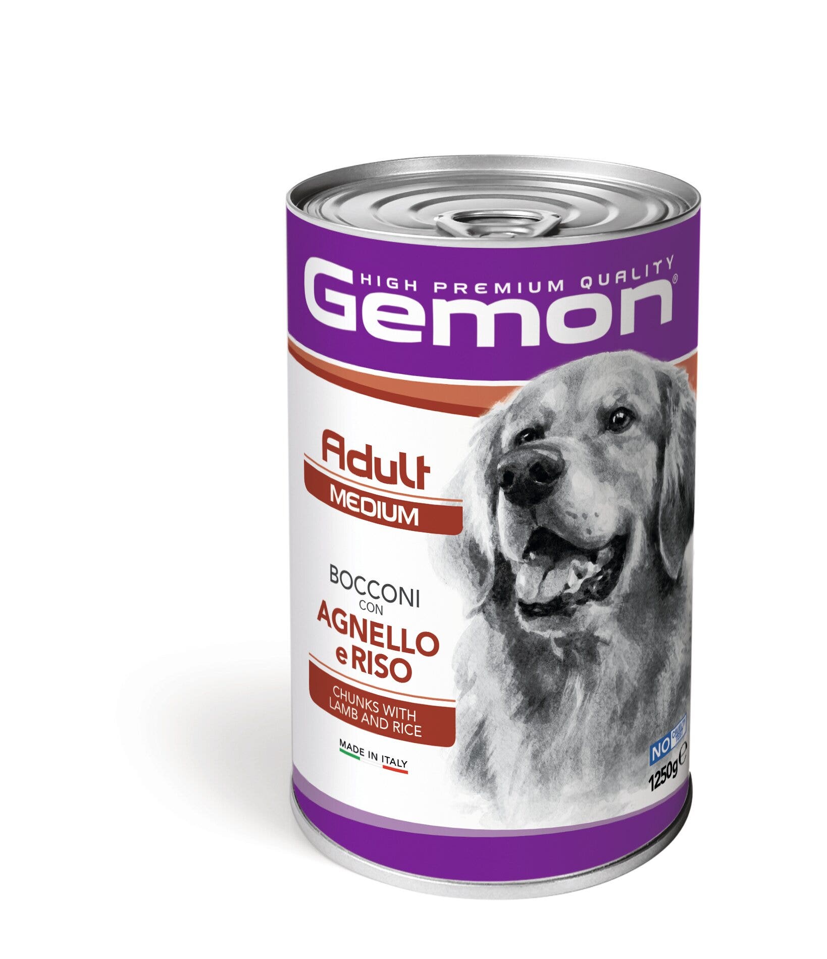 Gemon Bocconi Agneau et riz, nourriture humide pour chiens adultes de taille moyenne, pot de 1,25 kg