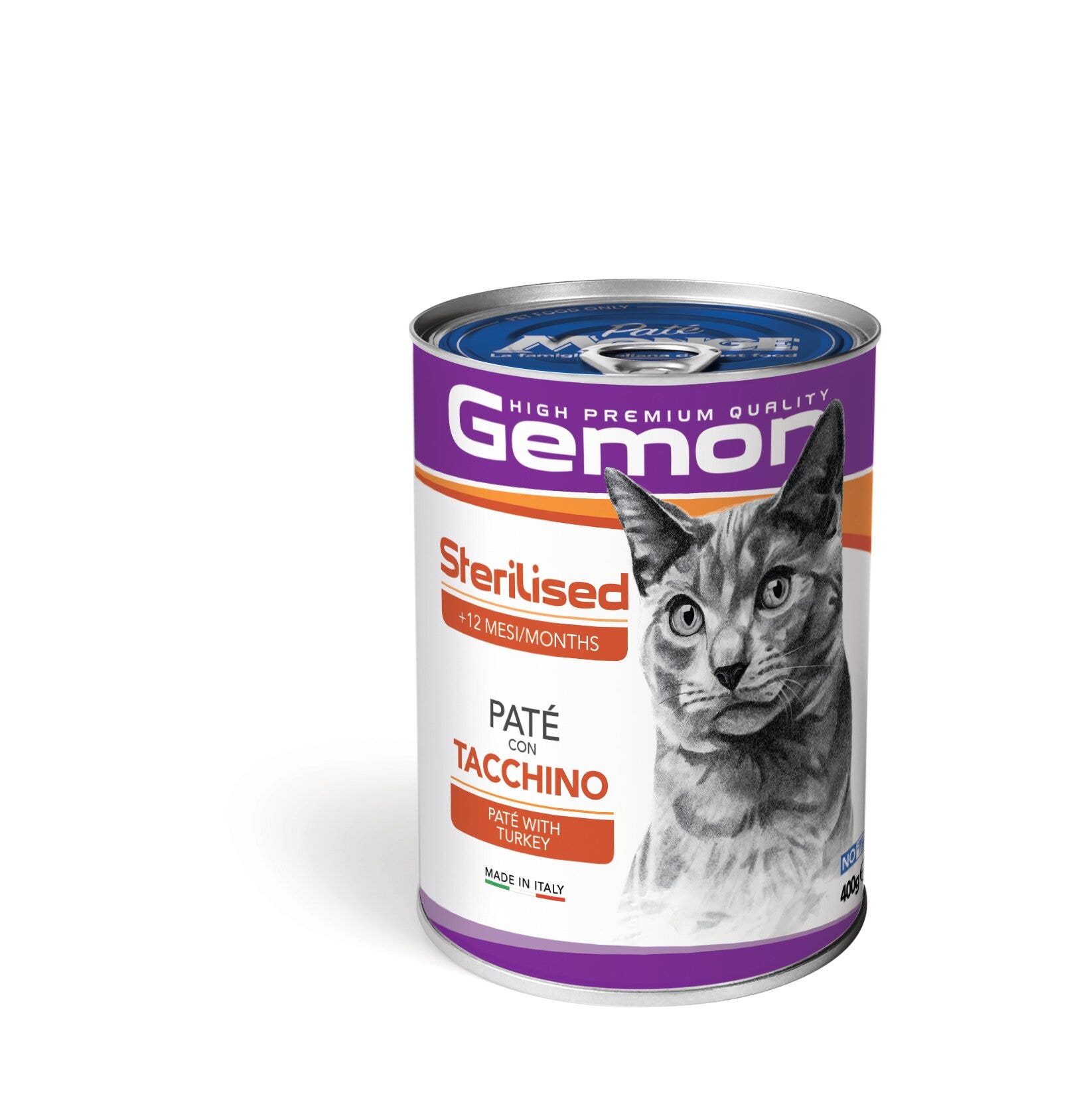 Gemon Pâté à la dinde, nourriture humide pour chats stérilisés, boîte de 400 g