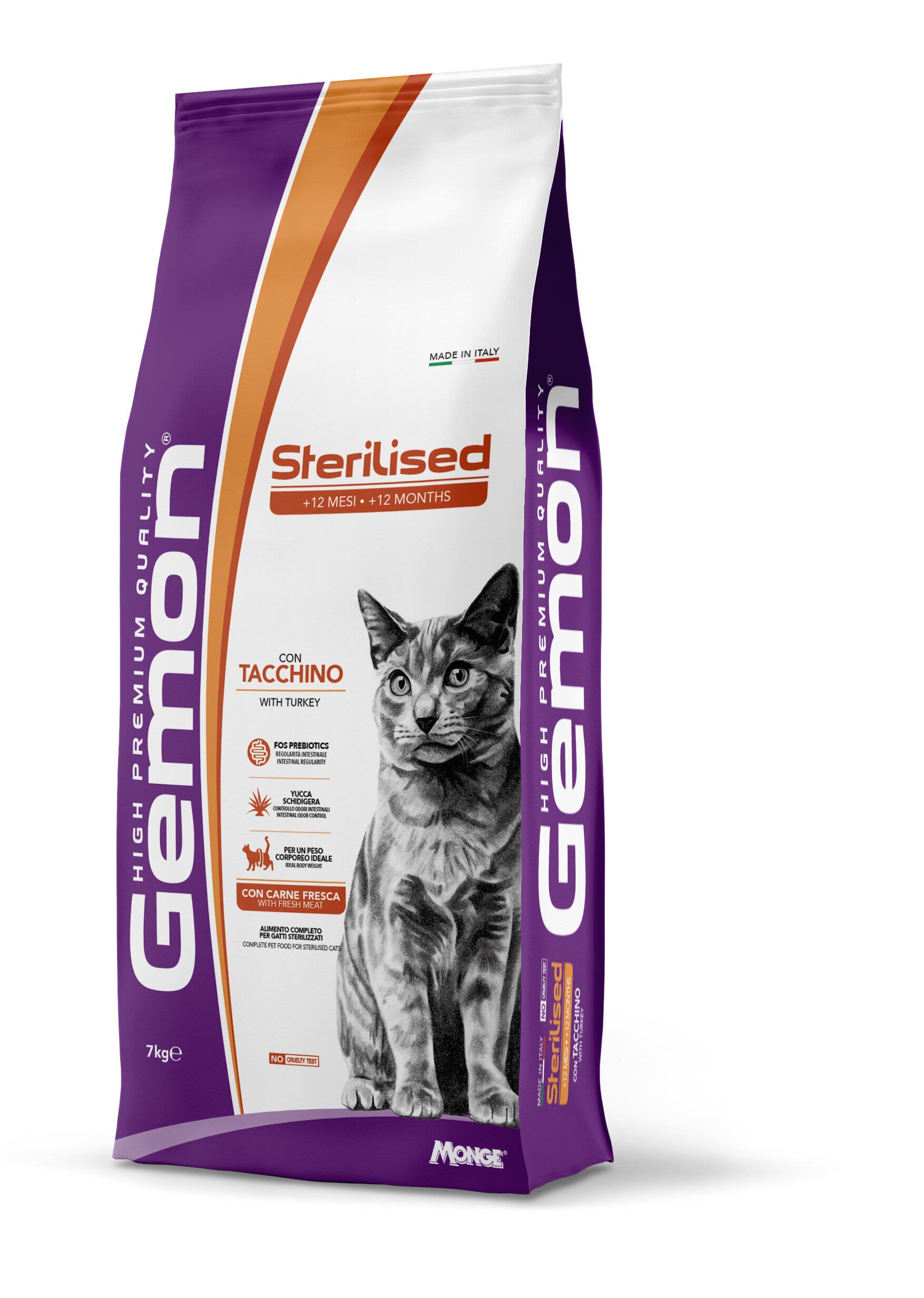 Gemon Cat Adult Sterilised Dinde Nourriture sèche pour chats adultes stérilisés Sac de 7 kg
