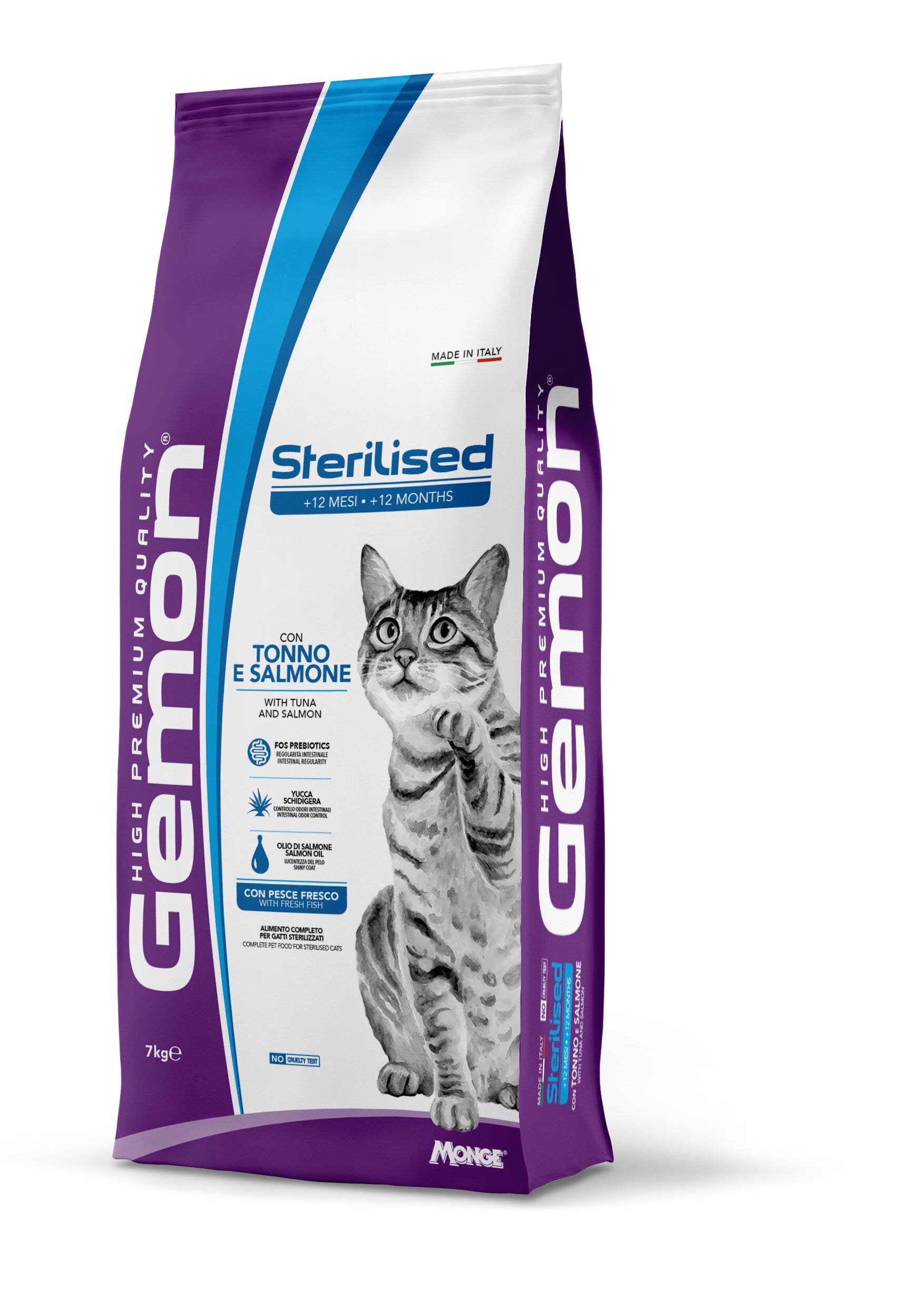 Gemon Sterilised Cat Thon et saumon Croquettes pour chats adultes stérilisés Sac de 7 kg