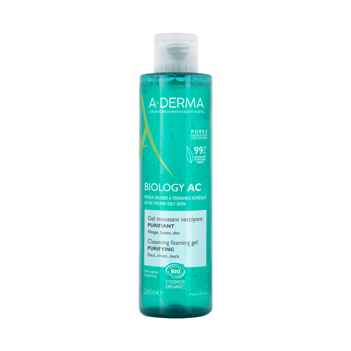 A-Derma Biology AC Gel Nettoyant Moussant Purifiant Anti-imperfections 200 ml