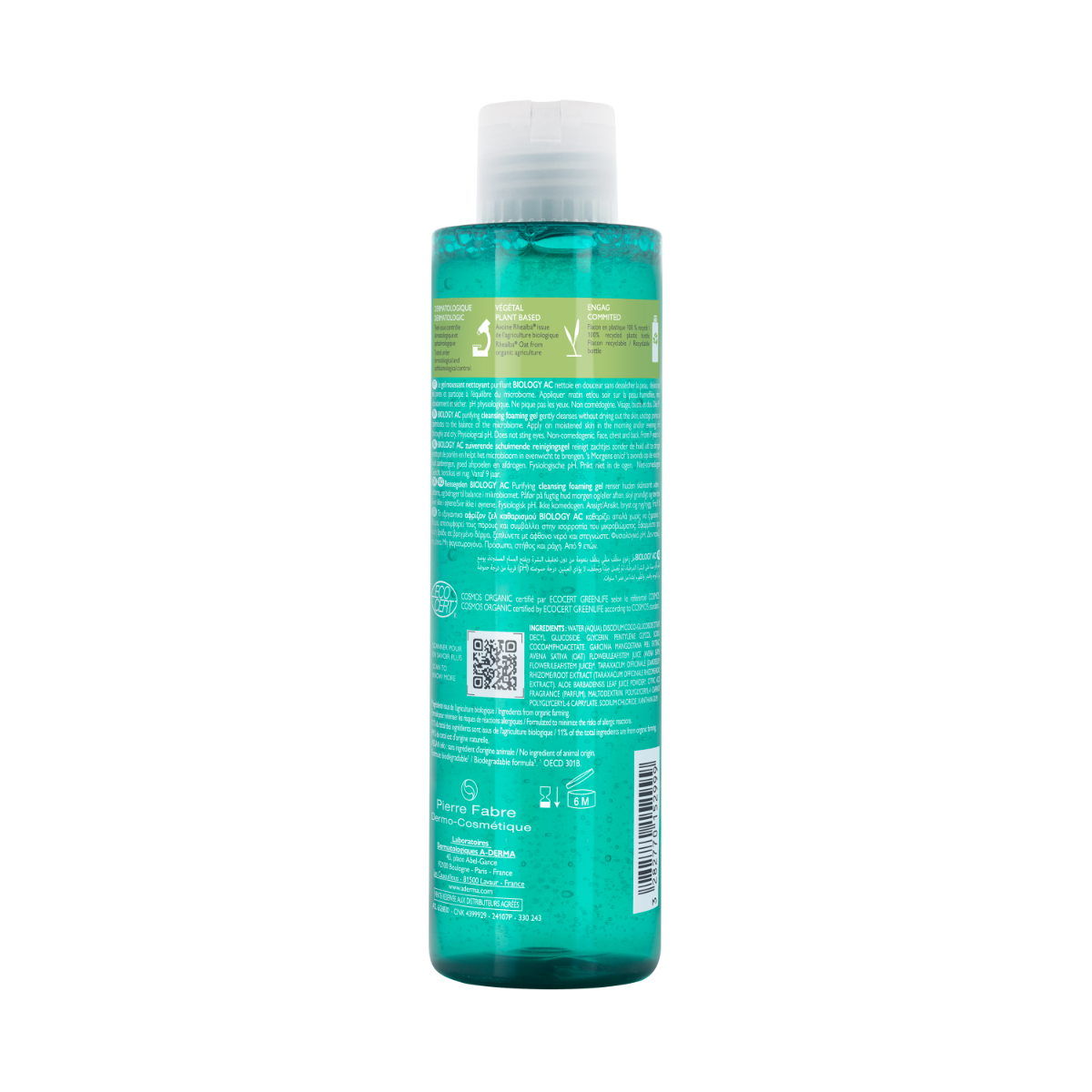 A-Derma Biology AC Gel Nettoyant Moussant Purifiant Anti-imperfections 200 ml