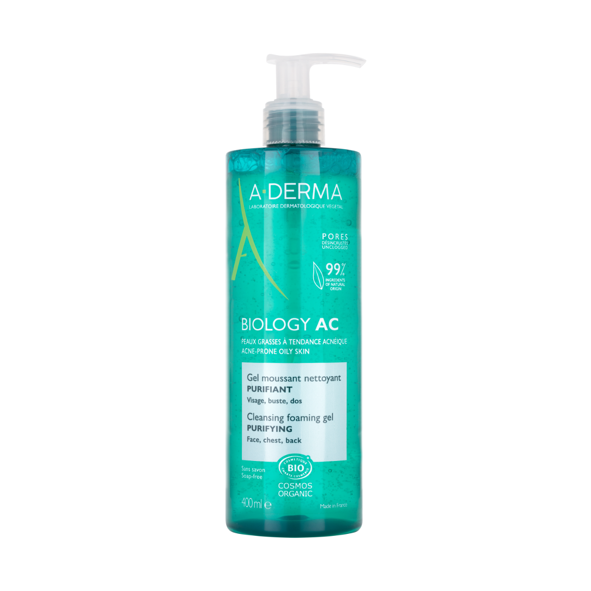 A-Derma Biology AC Gel Nettoyant Moussant Purifiant Anti-imperfections 400 ml