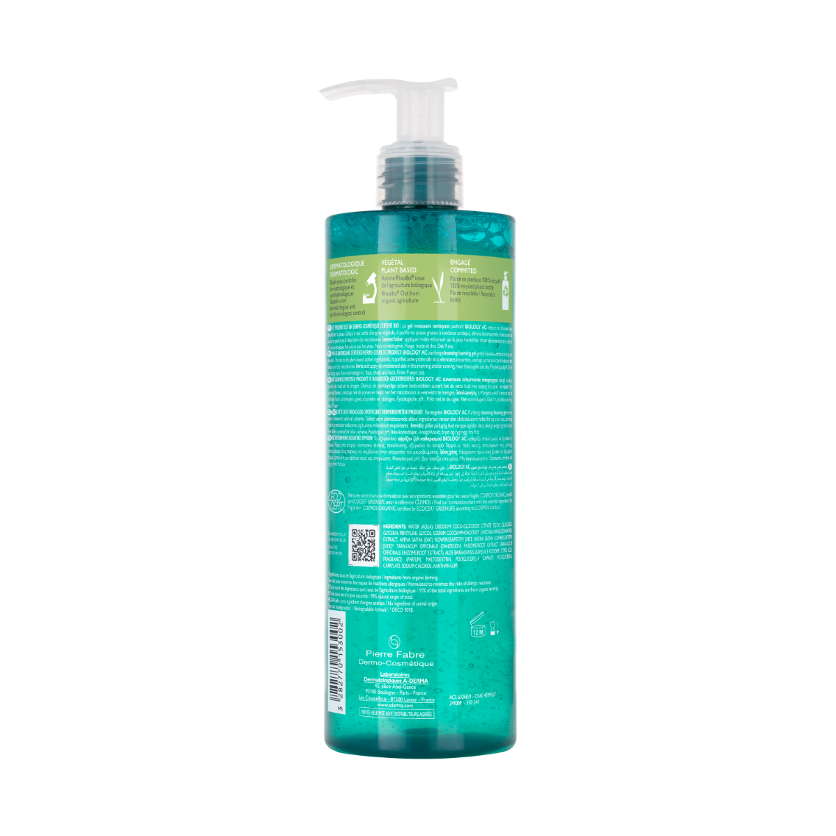 A-Derma Biology AC Gel Nettoyant Moussant Purifiant Anti-imperfections 400 ml
