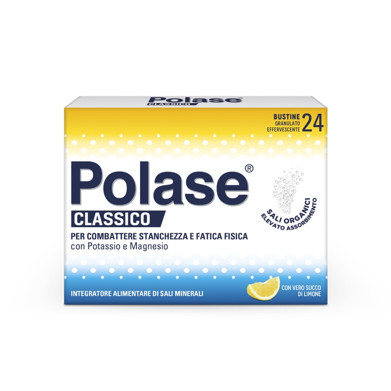 Polase Classico Magnésium et Potassium Complément alimentaire Sels minéraux Saveur citron 24 sachets