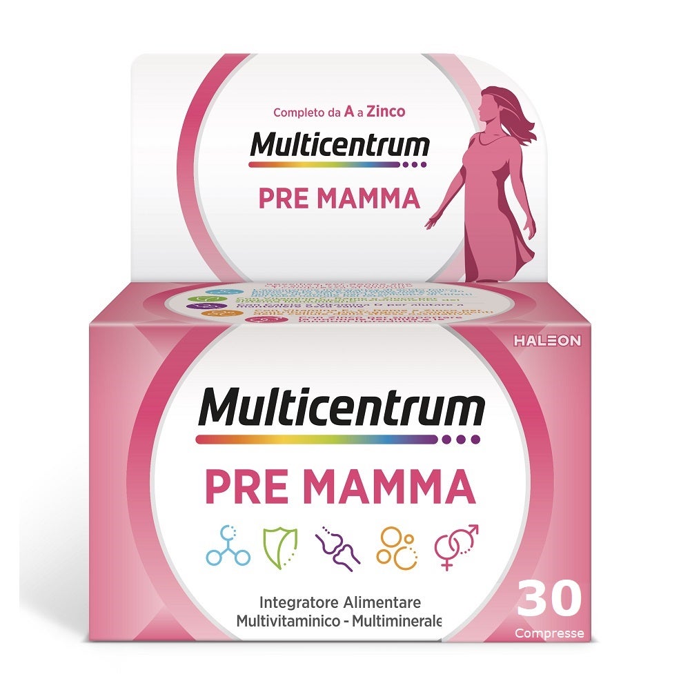 Multicentrum Pre-Mamma Complément alimentaire multivitaminé Acide folique Calcium Vitamine D E 30 comprimés