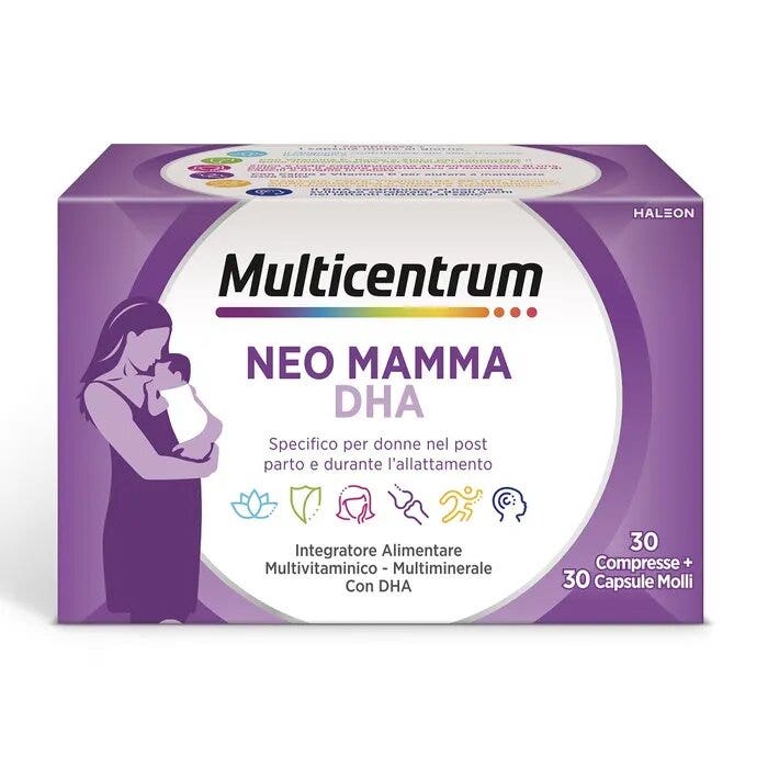 Multicentrum Neo Mamma DHA Complément Multivitaminé Vitamines B, C, D3 et Acide Folique 30 comprimés + 30 comprimés