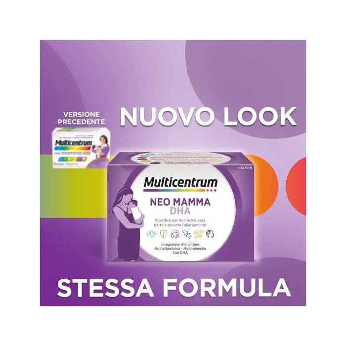 Multicentrum Neo Mamma DHA Integratore Multivitaminico Vitamina B C D3 Acido Folico 30 Cpr+30 Cpr