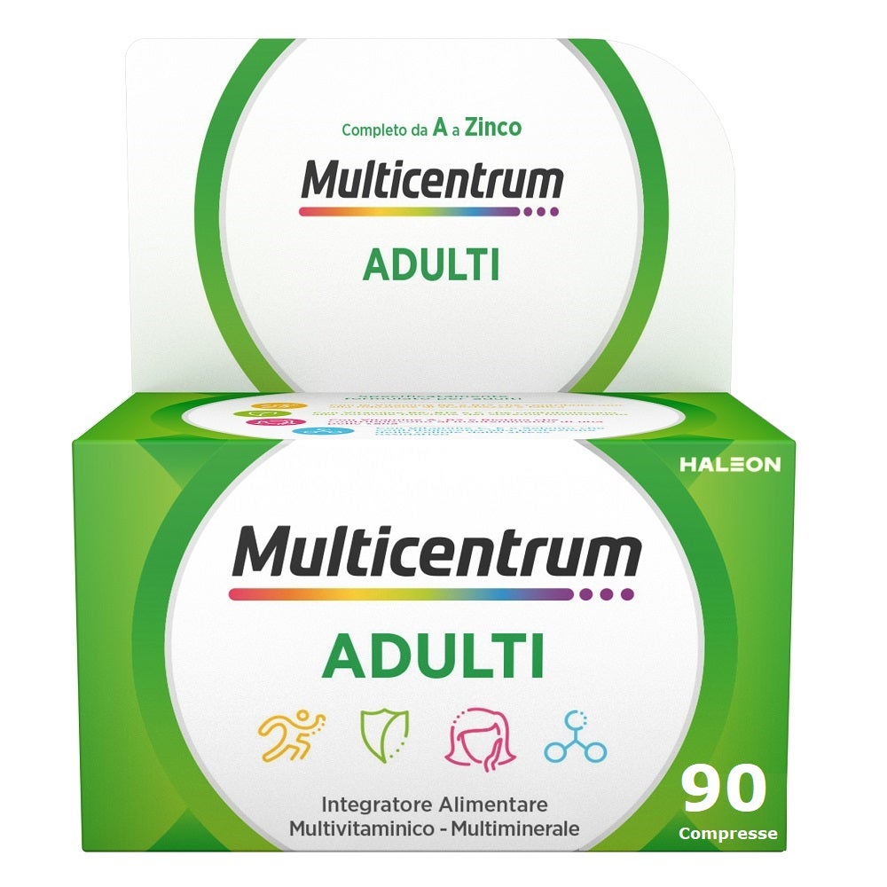 Multicentrum Adultes Complément alimentaire multivitaminé Vitamine C B D3 Calcium Fer Zinc 90 comprimés