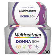 Multicentrum Femme 50+ Complément alimentaire multivitaminé et multiminéral, fer, calcium, vitamines D et D3, 30 comprimés