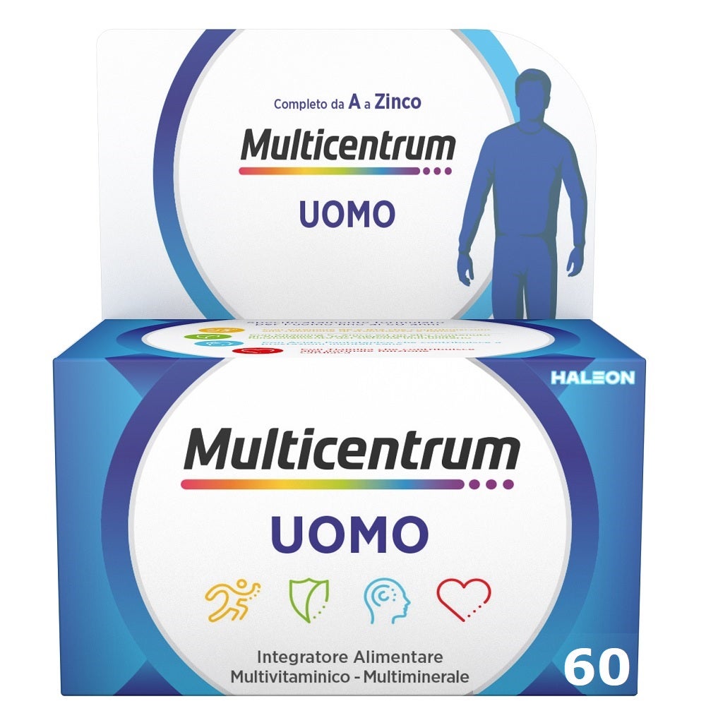 Multicentrum Homme Complément alimentaire multivitaminé Vitamine B D3 A Calcium Magnésium 60 comprimés