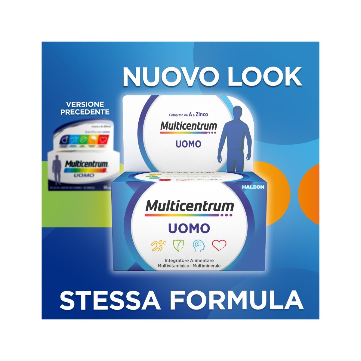Multicentrum Uomo Integratore Alimentare Multivitaminico Vitamina B D3 A Calcio Magnesio 30 Compresse