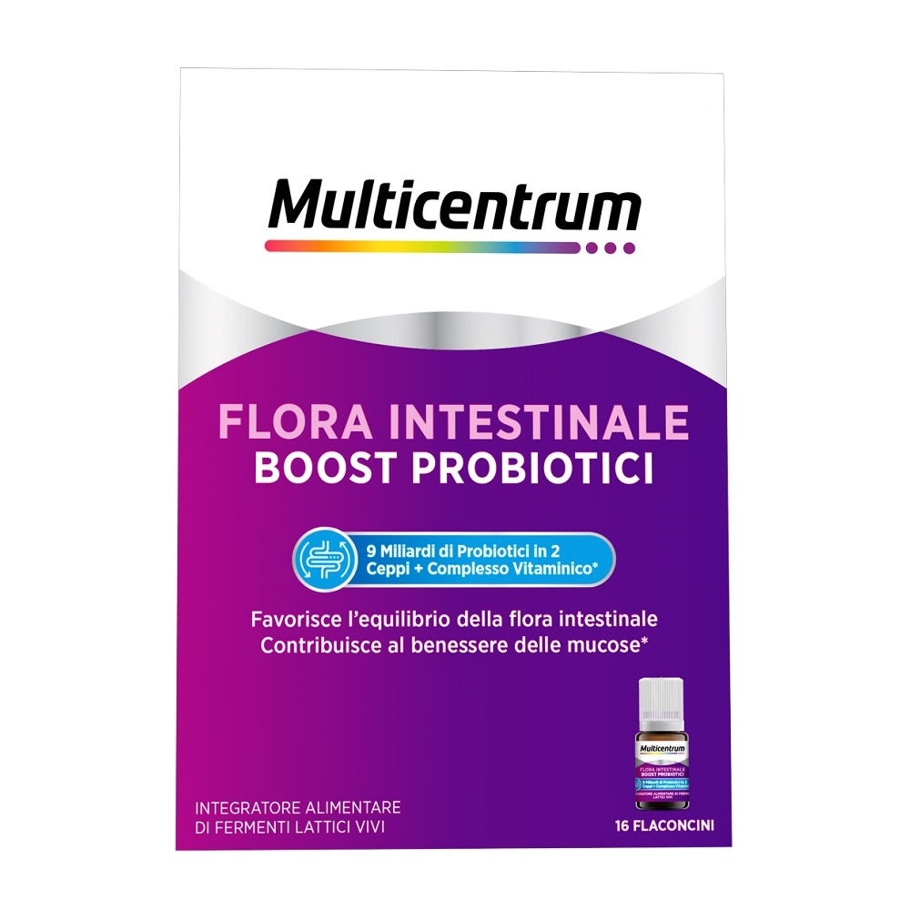 Multicentrum Flore intestinale Boost Probiotiques Complément alimentaire Ferments lactiques Intestin 16 flacons