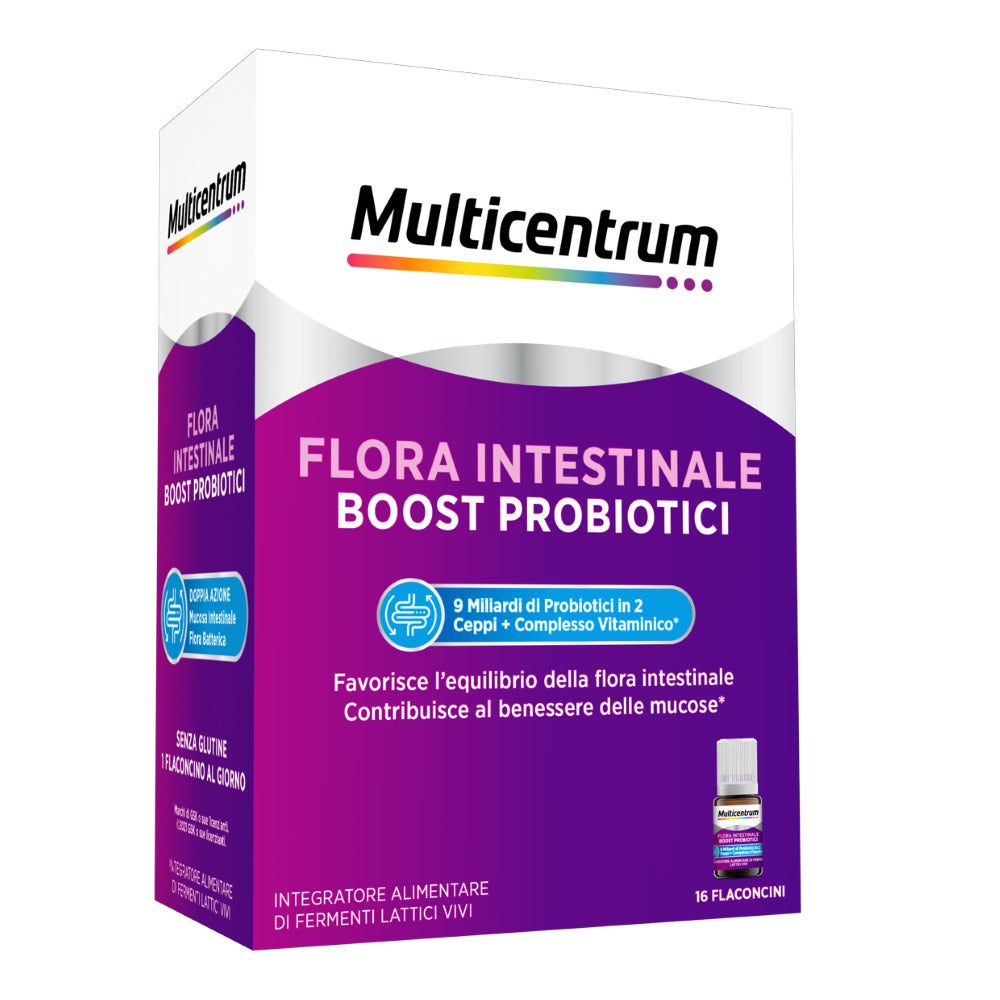 Multicentrum Flore intestinale Boost Probiotiques Complément alimentaire Ferments lactiques Intestin 16 flacons