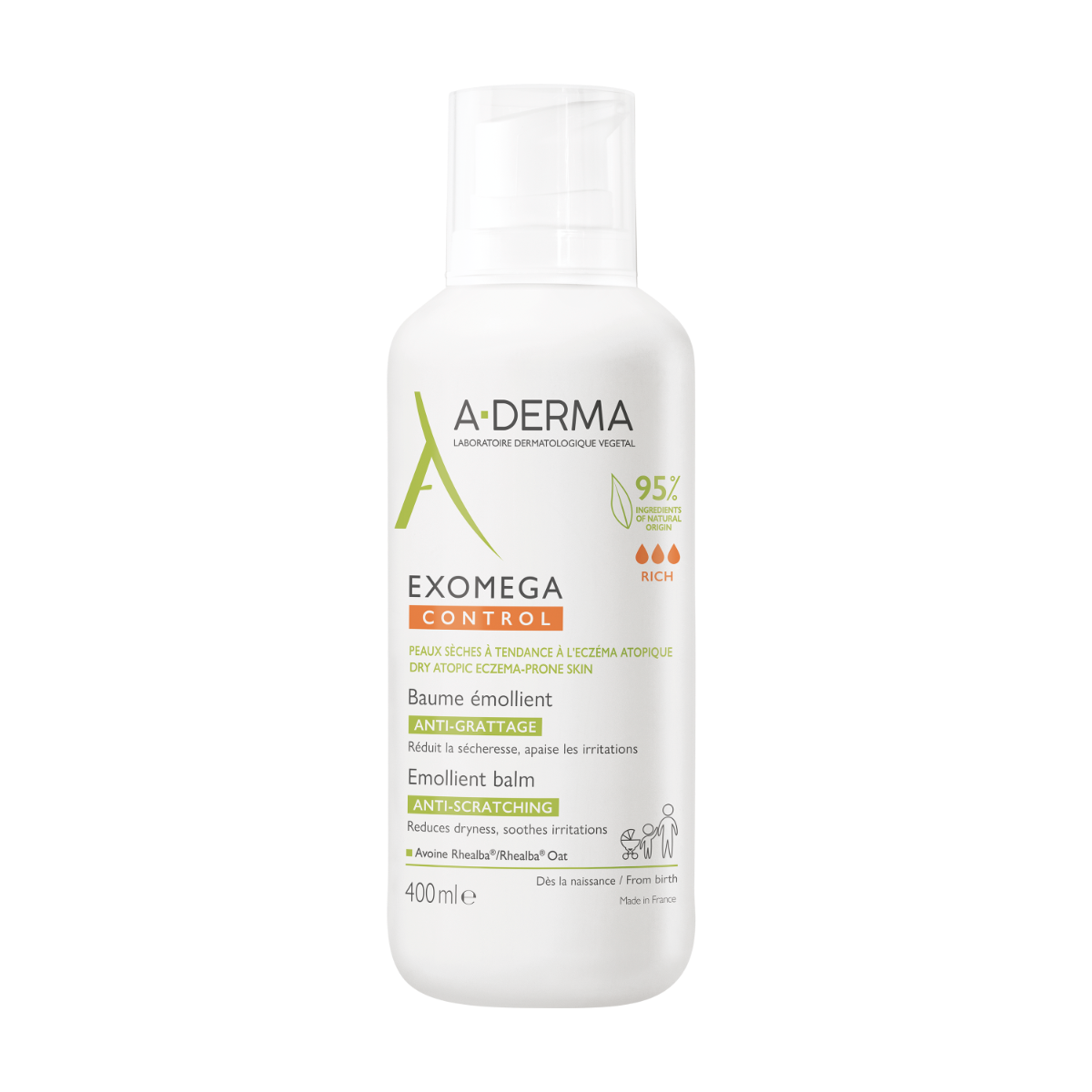 A-Derma Exomega Control Baume Émollient Anti-Démangeaisons 400 ml