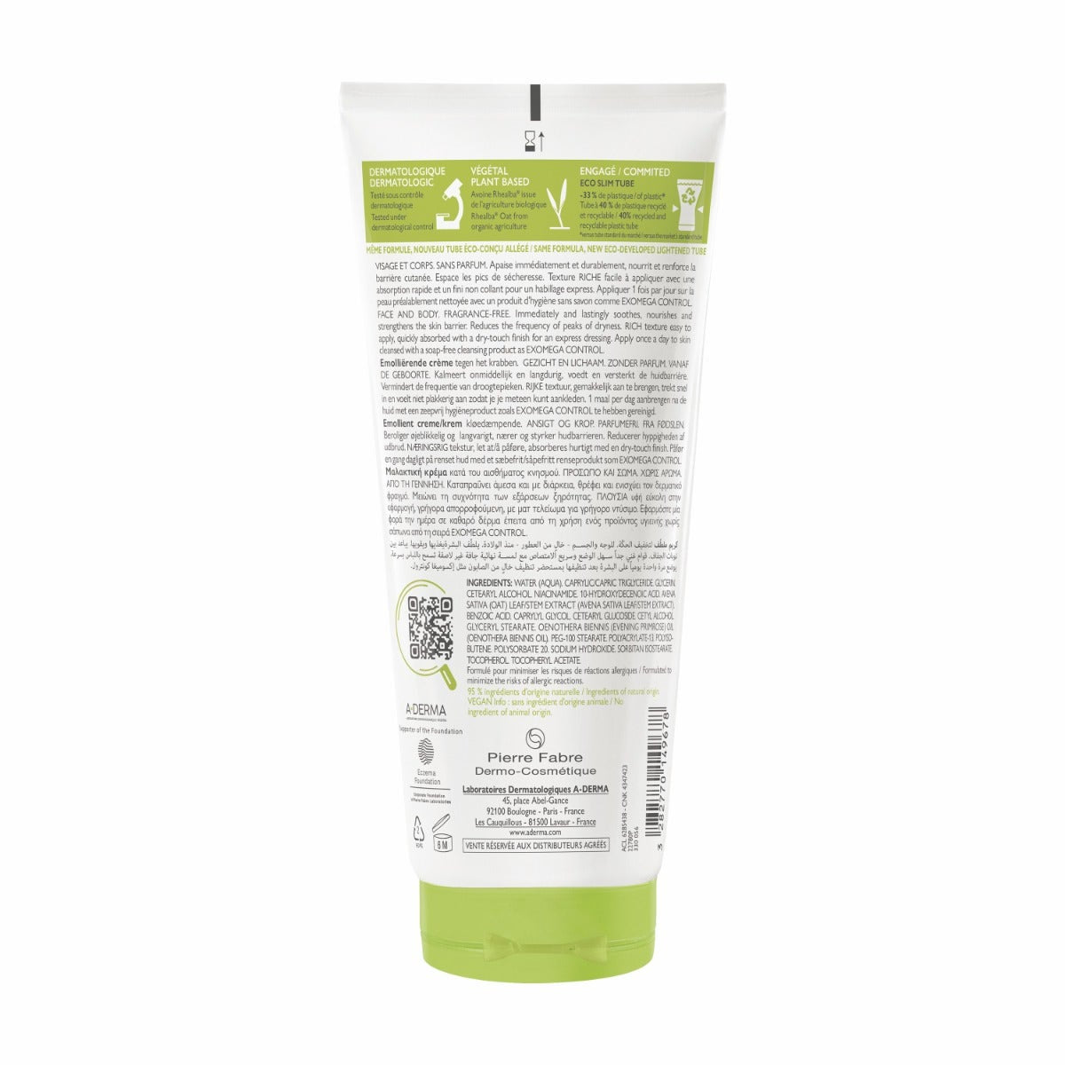 A-Derma Exomega Control Crème Émolliente Anti-Démangeaisons 200 ml