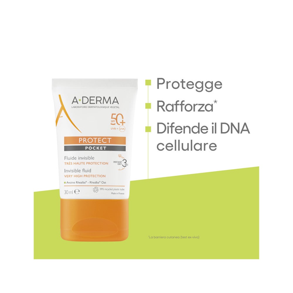 Aderma Protect Pocket Fluide solaire invisible pour le visage 30 ml SPF50+