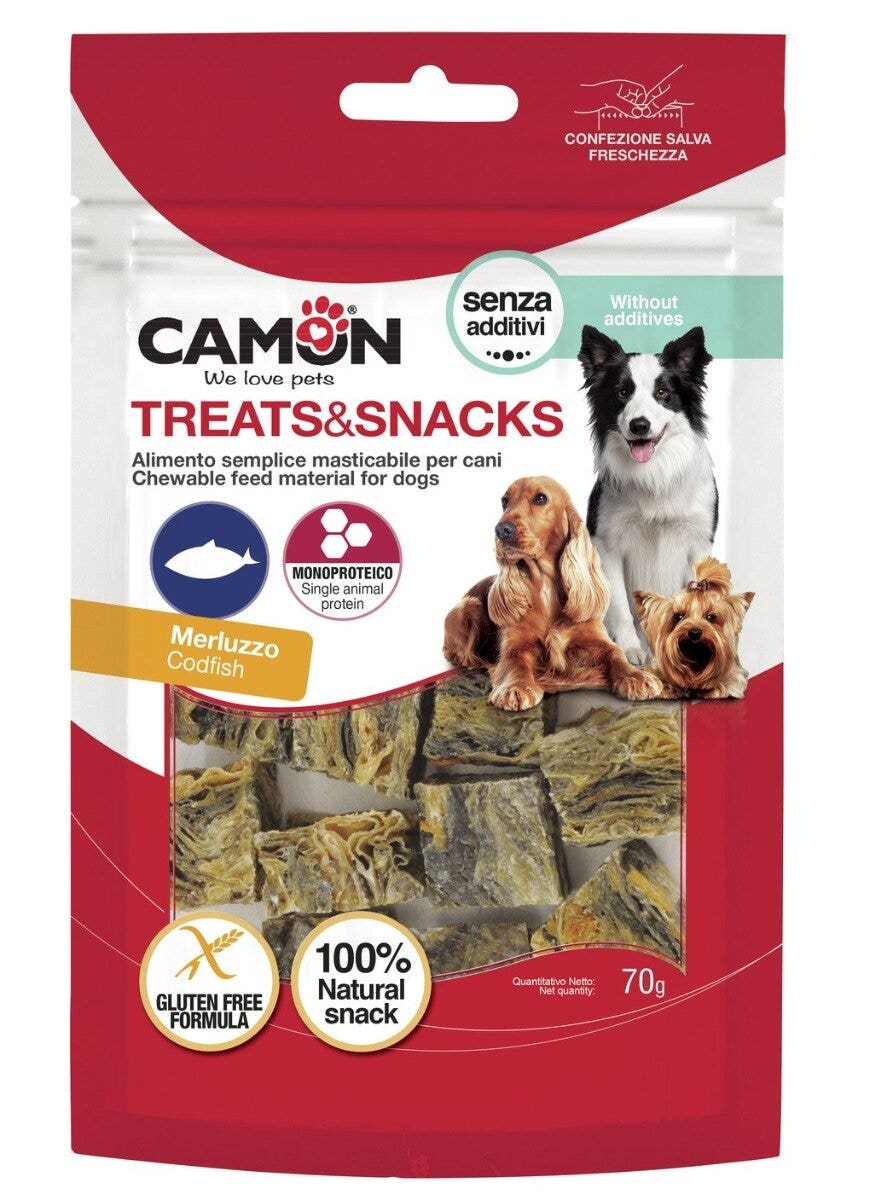 Camon Cubes de peau de morue pour chiens 70 g 3 x 3 cm