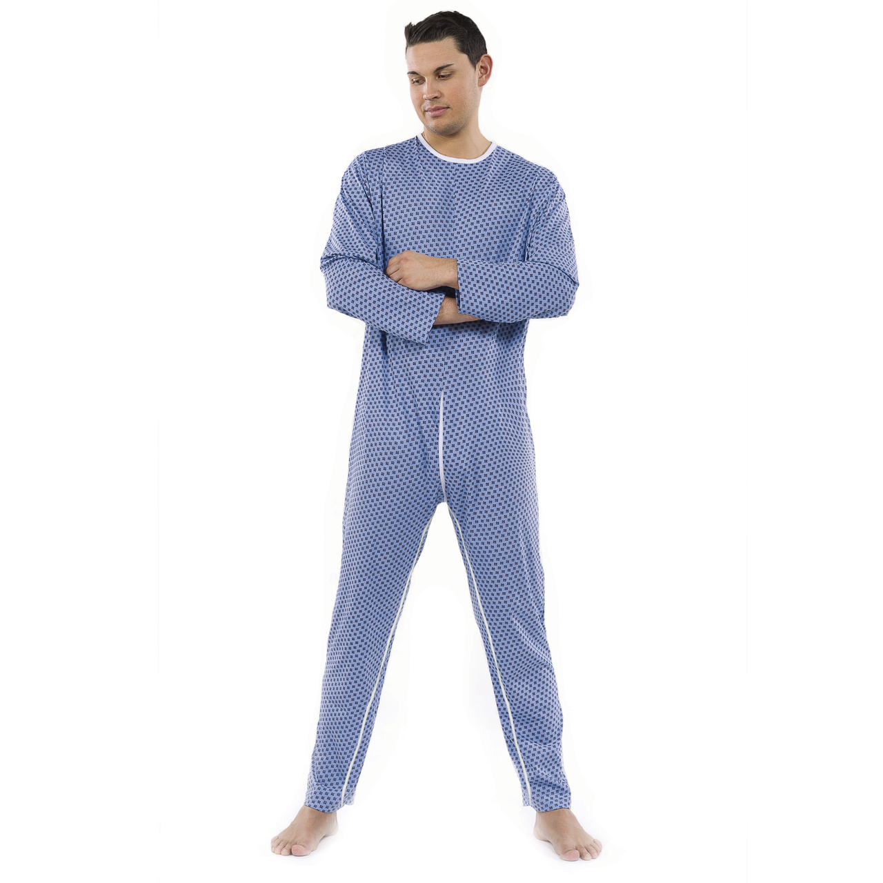 Pavis Pyjama médical pour patients, homme, double fermeture éclair, couleur bleu clair, réf. 992