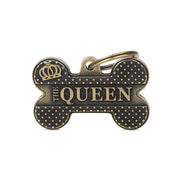 Medaglietta Per Cani E Gatti Personalizzata Osso Queen English Bronx Taglia Grande