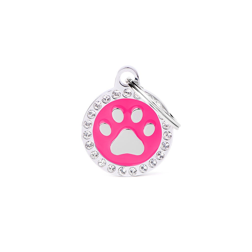 Médaille personnalisée pour chiens et chats « Patte rose »
