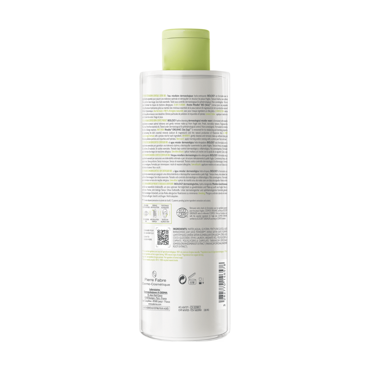 A-Derma Biology Acqua Micellare Dermatologica Idra-Detergente 400ml