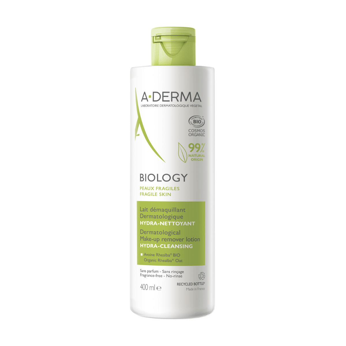 A-Derma Biology Lait démaquillant dermatologique hydratant-nettoyant 400 ml