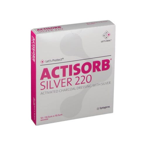 Medicazione In Carbone Attivo Actisorb Silver 220 10,5x10,5 10 Pezzi