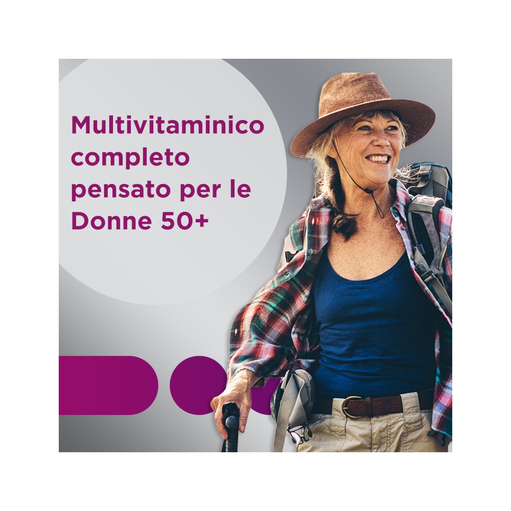 Multicentrum Femme 50+ Complément alimentaire multivitaminé et multiminéral, fer, calcium, vitamines D et D3, 30 comprimés