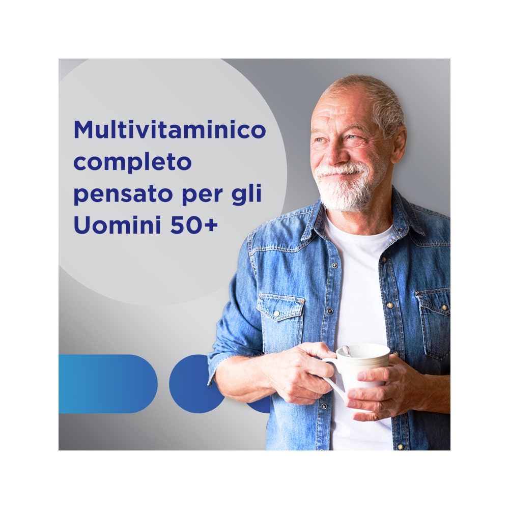 Multicentrum Homme 50+ Complément alimentaire multivitaminé Vitamine D3 C B Zinc Magnésium 30 comprimés
