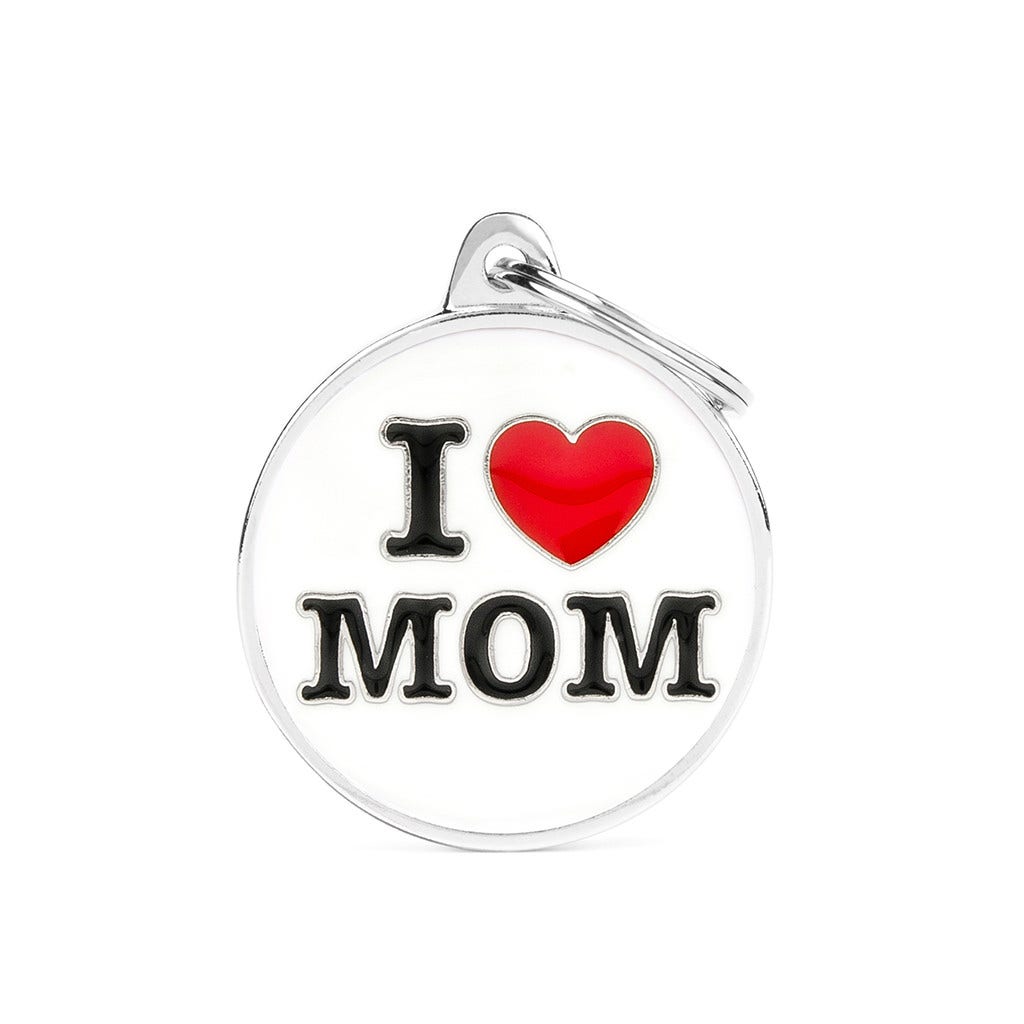 Médaille personnalisée pour chiens et chats « I Love Mom »