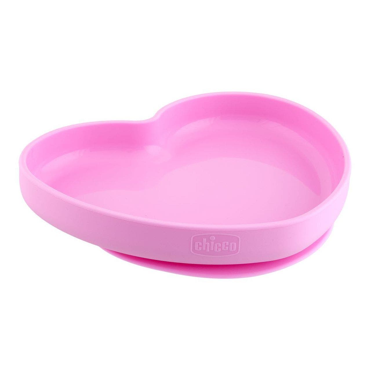 Chicco Assiette en silicone en forme de cœur avec ventouse rose, 1 pièce
